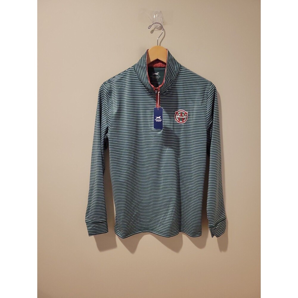 NEW Chalktalk Sports Mens S Green Stripe 1/4 Zip Pullover New Caanan Winter Club